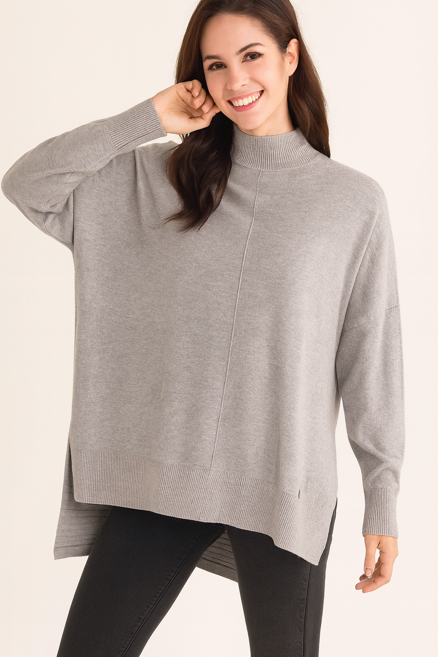SOFT KNIT JUMPER WITH DROPPED RIBBED BACK