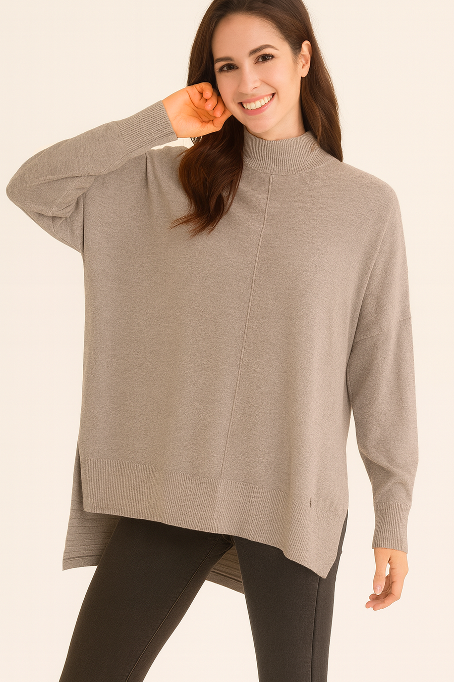 SOFT KNIT JUMPER WITH DROPPED RIBBED BACK