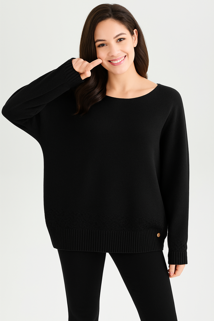 SOFT KNIT JUMPER WITH CHEVRON HEM DESIGN