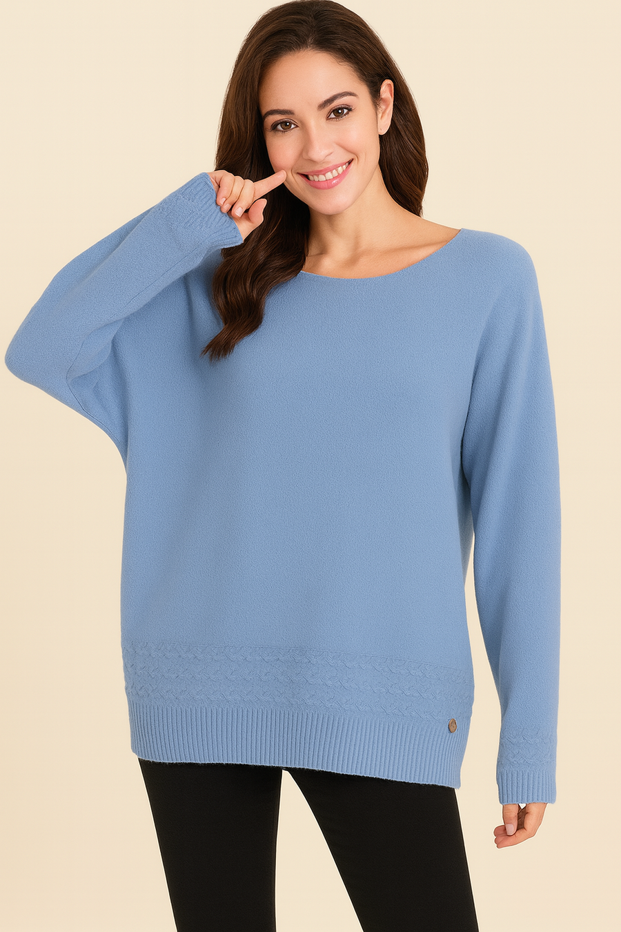 SOFT KNIT JUMPER WITH CHEVRON HEM DESIGN