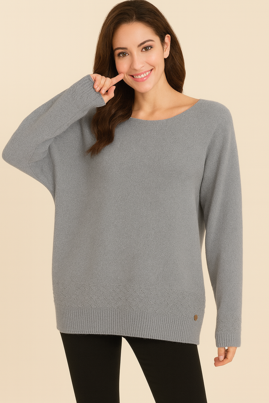SOFT KNIT JUMPER WITH CHEVRON HEM DESIGN