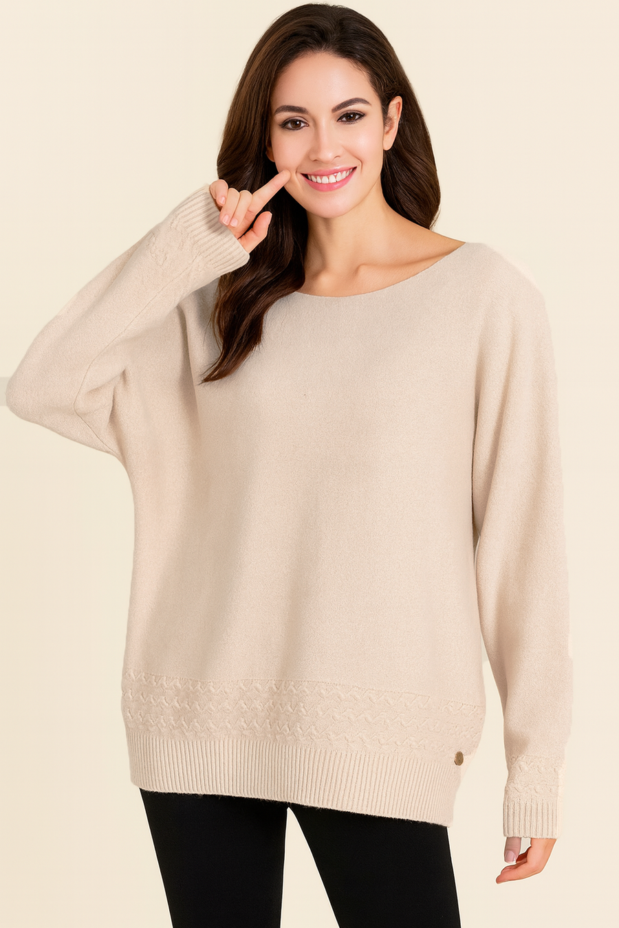 SOFT KNIT JUMPER WITH CHEVRON HEM DESIGN