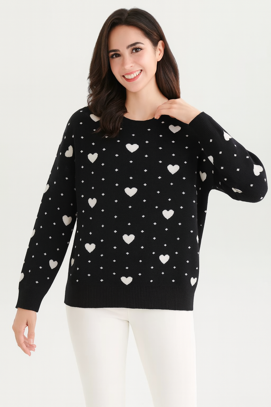 KNITTED JUMPER WITH HEARTS DESIGN