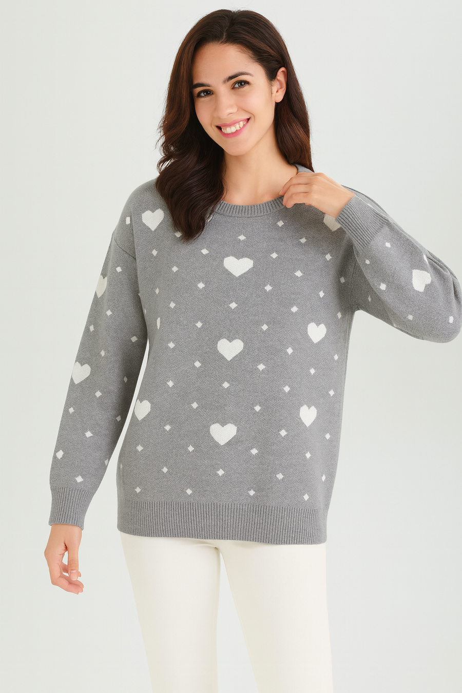 KNITTED JUMPER WITH HEARTS DESIGN