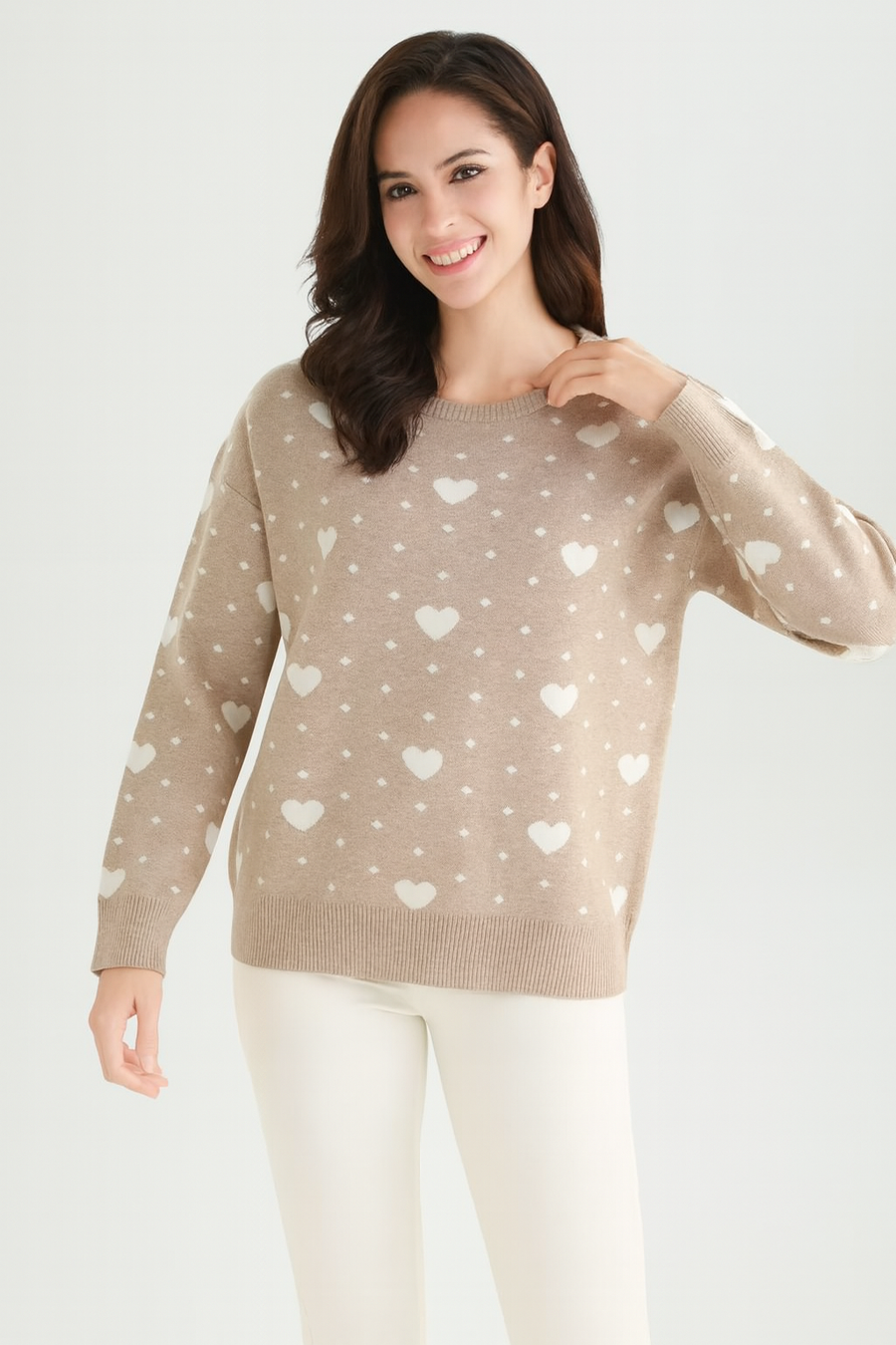 KNITTED JUMPER WITH HEARTS DESIGN