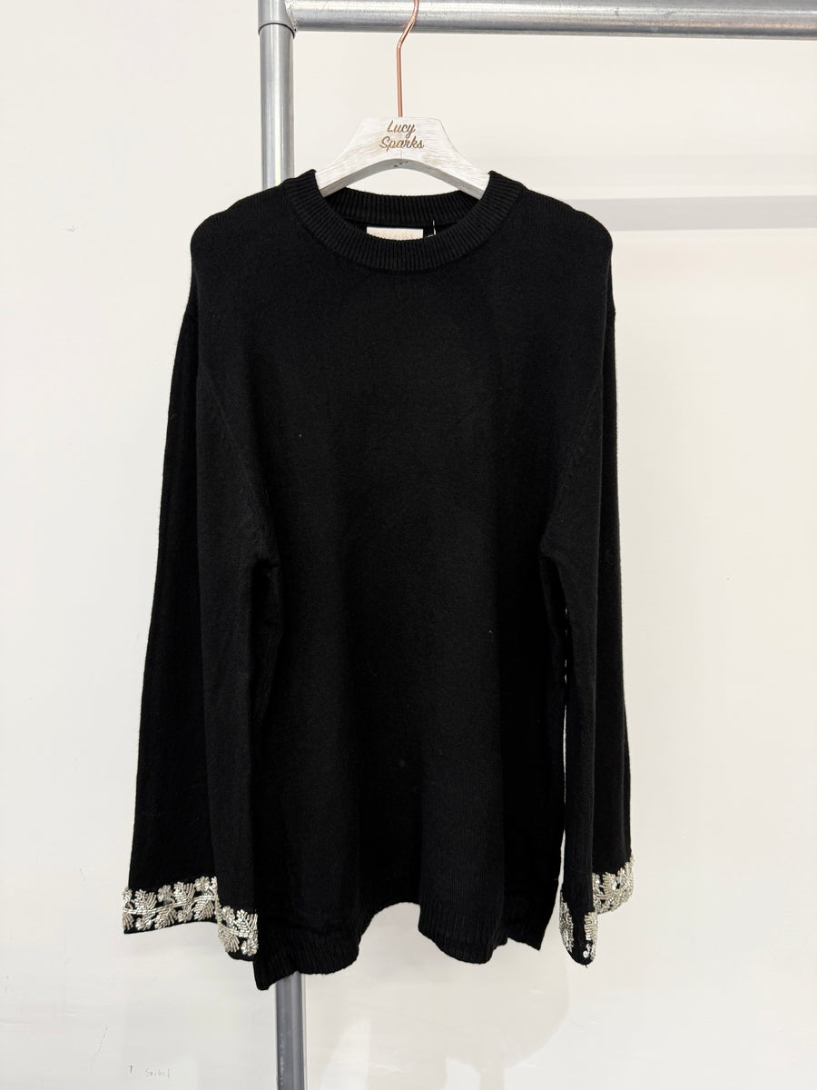 Soft Knit Jumper With Embellished Sleeve Ends