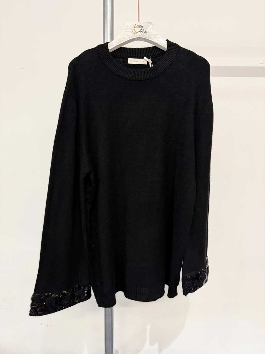 Soft Knit Jumper With Embellished Sleeve Hems