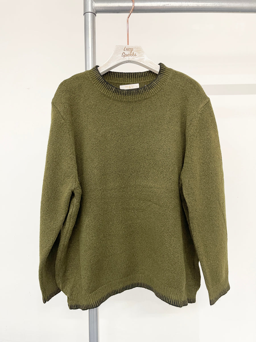 Wool Blend Chunky Soft Knit Jumper With Contrast Edging