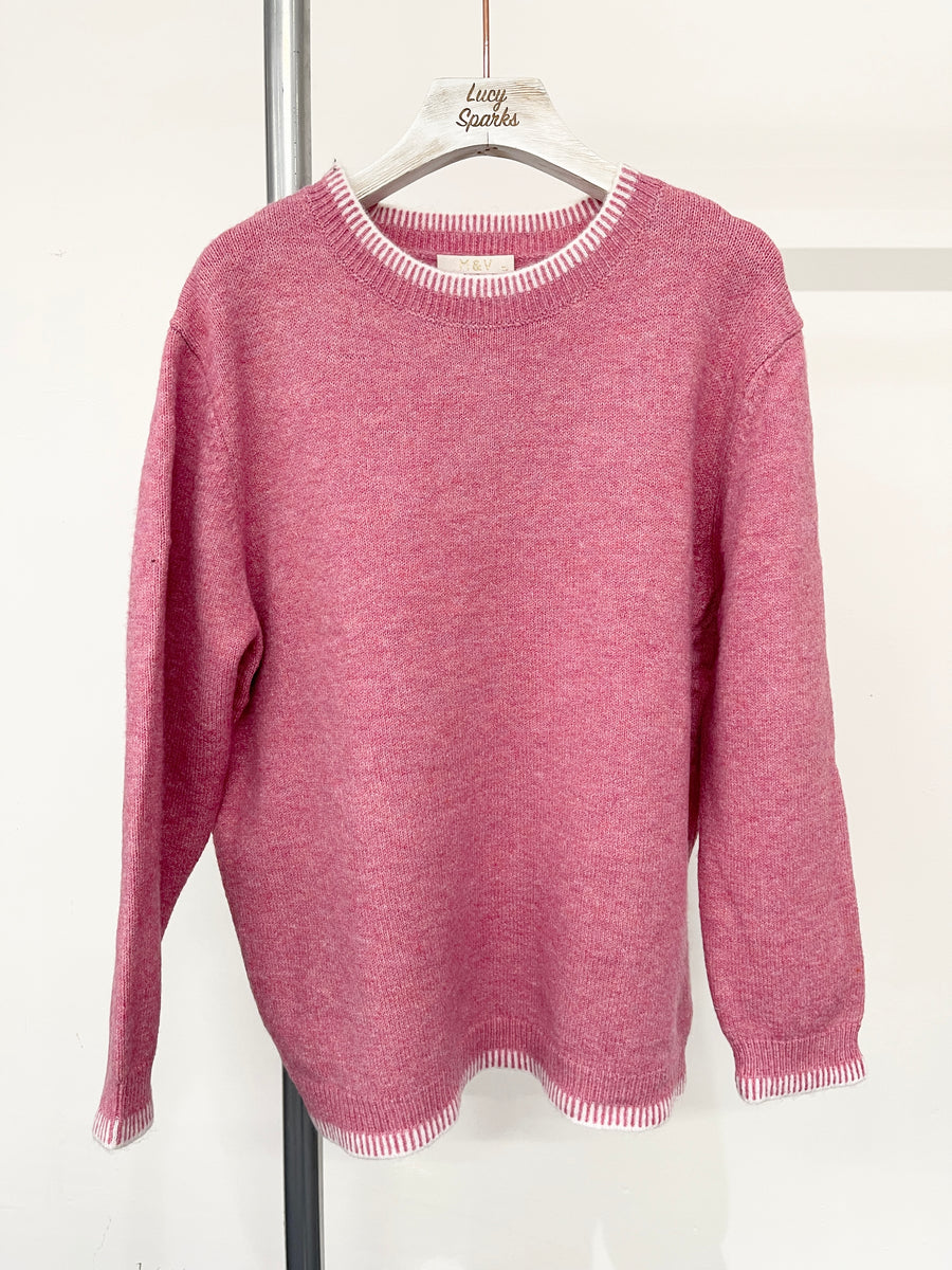 Wool Blend Chunky Soft Knit Jumper With Contrast Edging