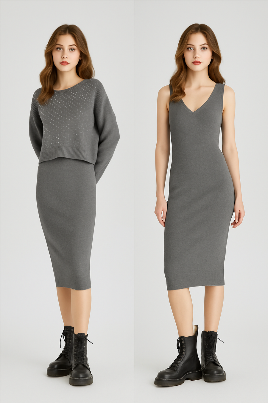 SOFT KNIT TOP AND DRESS CO-ORD SET WITH RHINESTONES