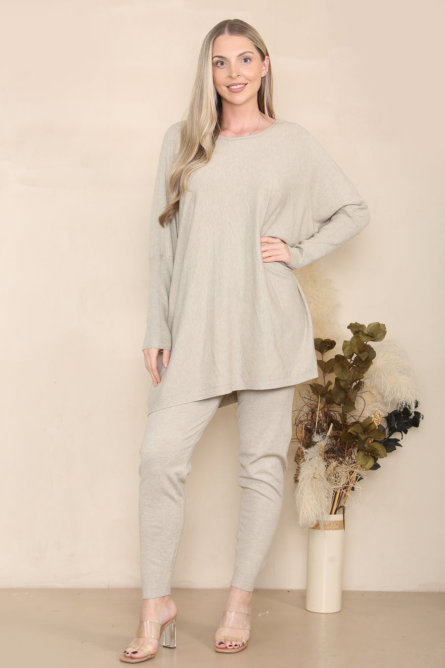 Soft Knit Jumper Matched With Leggings