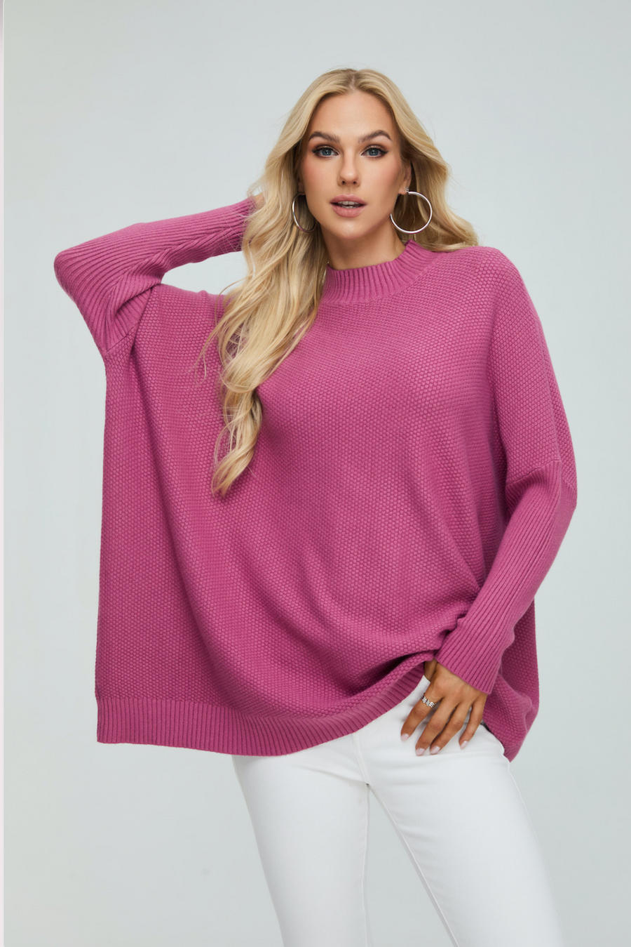 HIVE KNITTING DESIGN CHUNKY PLUS SIZE JUMPER WITH FITTED SLEEVES