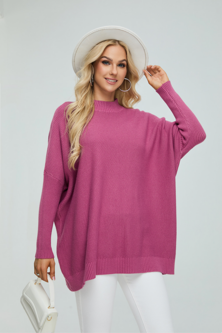 HIVE KNITTING DESIGN CHUNKY PLUS SIZE JUMPER WITH FITTED SLEEVES