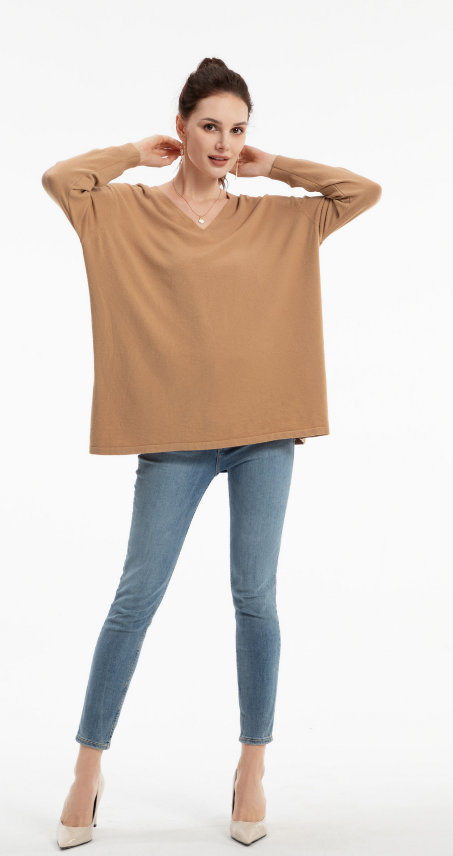 Soft Knit Plus Size Basic V-Neck Jumper