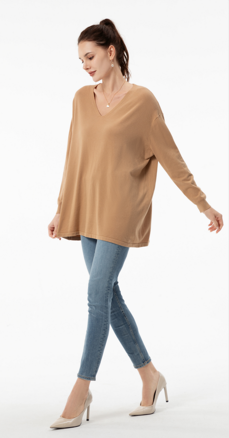 Soft Knit Plus Size Basic V-Neck Jumper