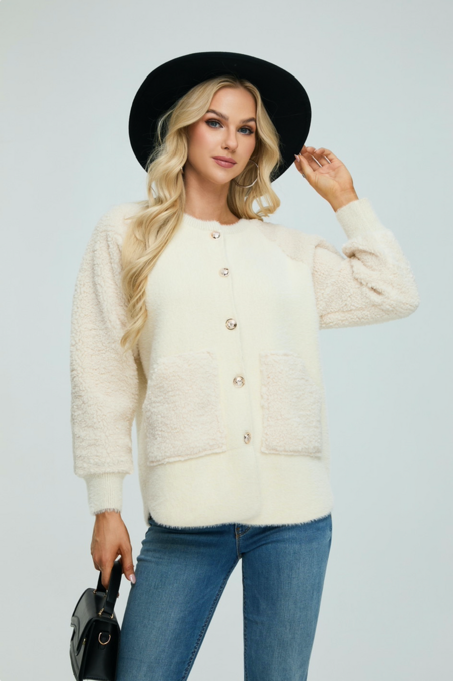 Soft Teddy Jacket With Button Fastening And Front Pockets