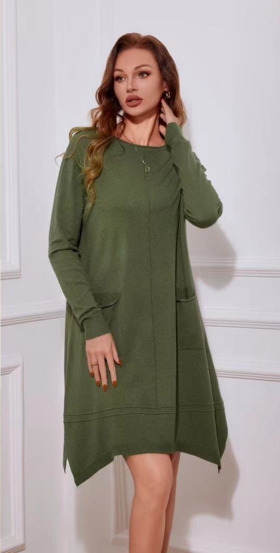 Soft Knit Dress With Front Pockets