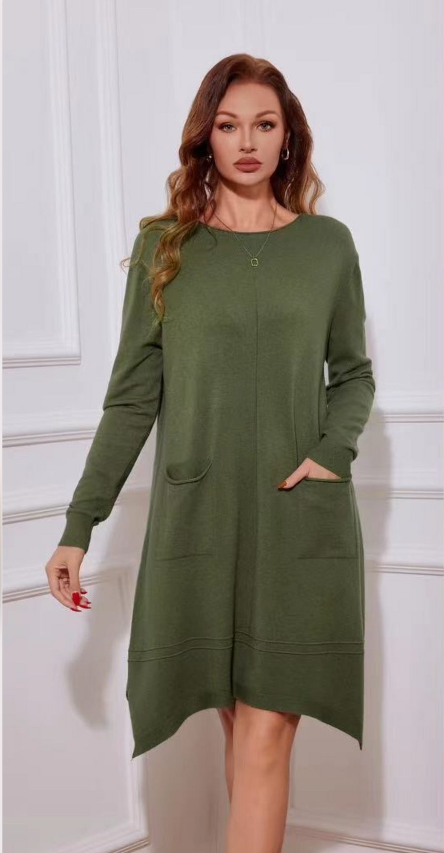 Soft Knit Dress With Front Pockets