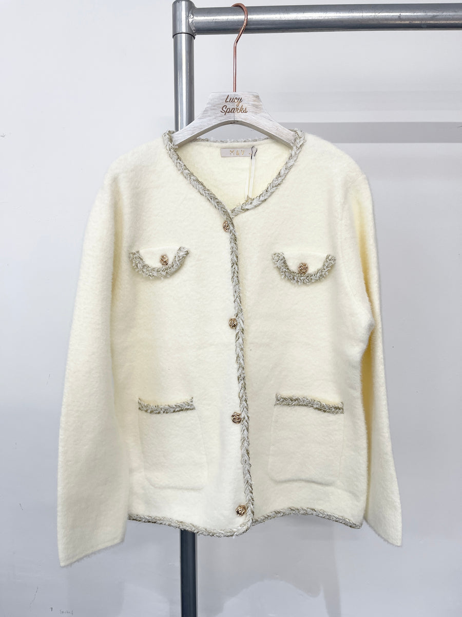 Soft Fluffy jacket With Braided Edging