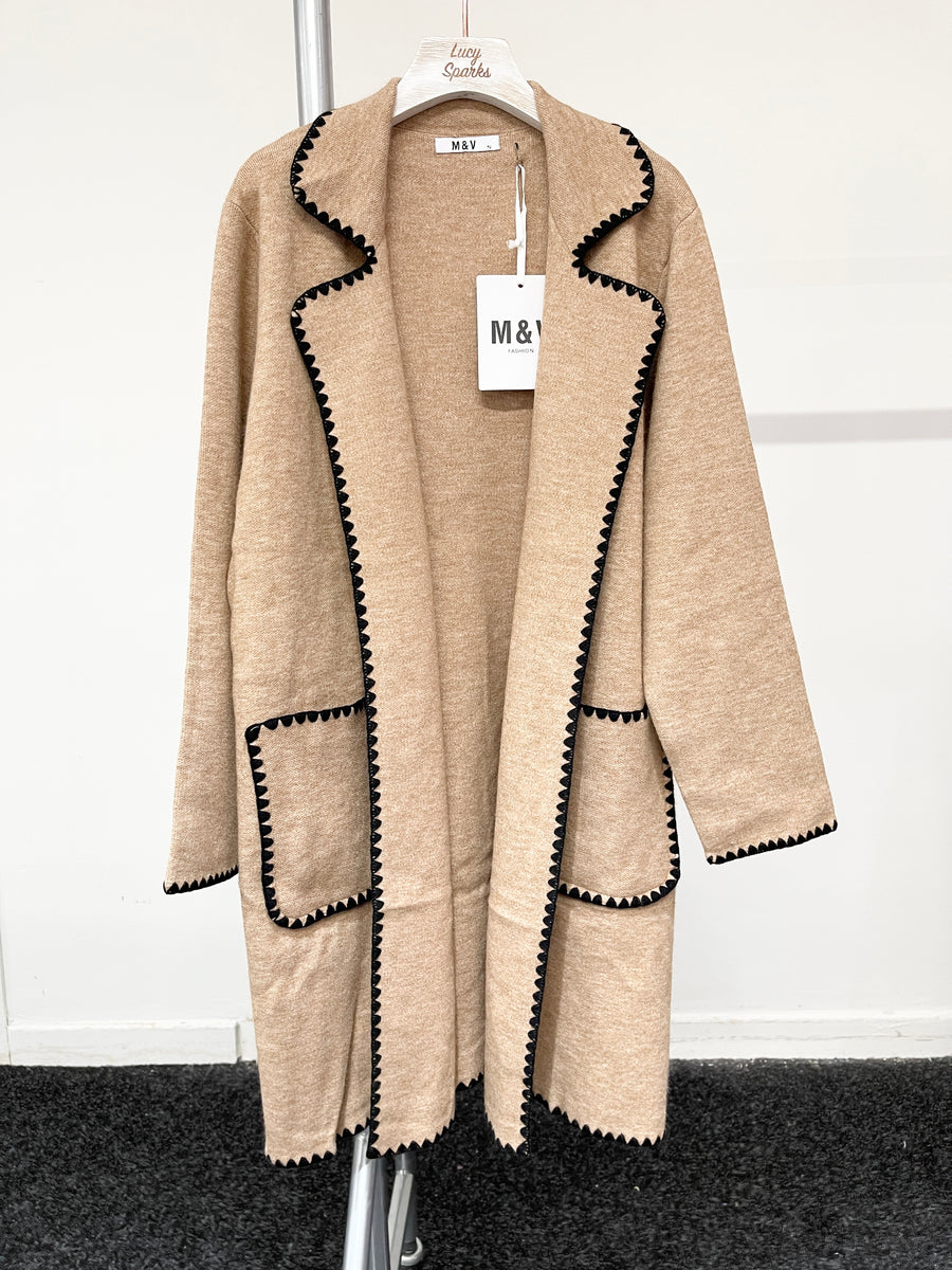 Heavy Premium Knit Coat with Pockets and Teeth Edging Design