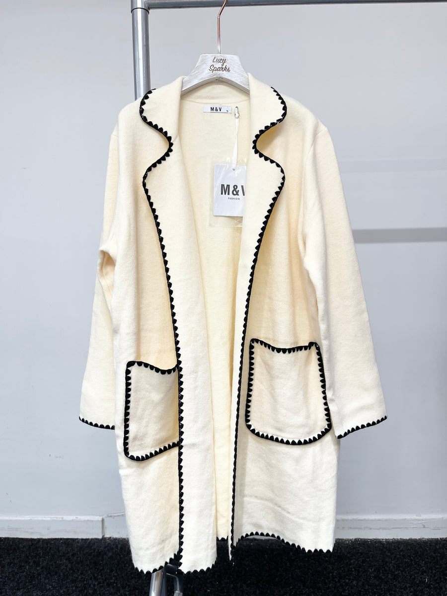 Heavy Premium Knit Coat with Pockets and Teeth Edging Design