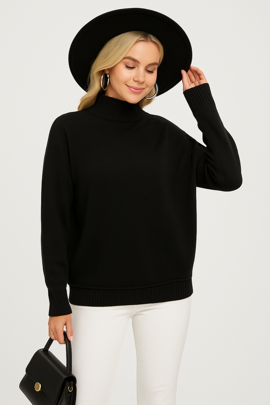 SOFT PIXEL KNITTING JUMPER WITH BRAIDED DESIGN ON SEAMS