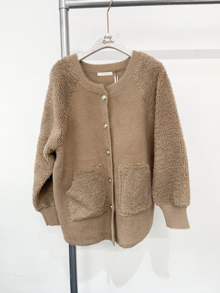 Soft Teddy Jacket With Button Fastening And Front Pockets