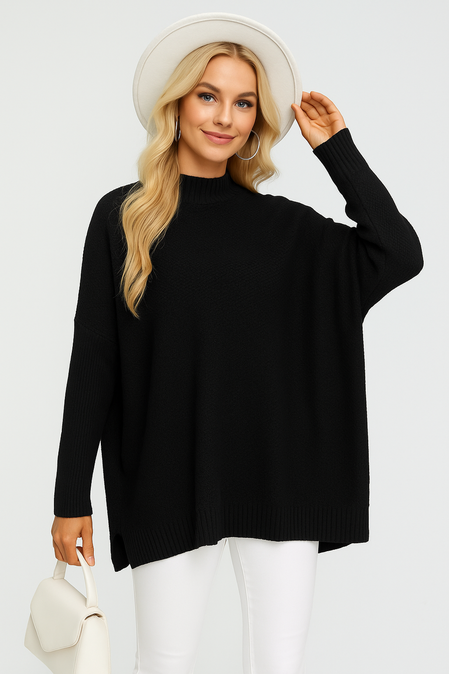 HIVE KNITTING DESIGN CHUNKY PLUS SIZE JUMPER WITH FITTED SLEEVES