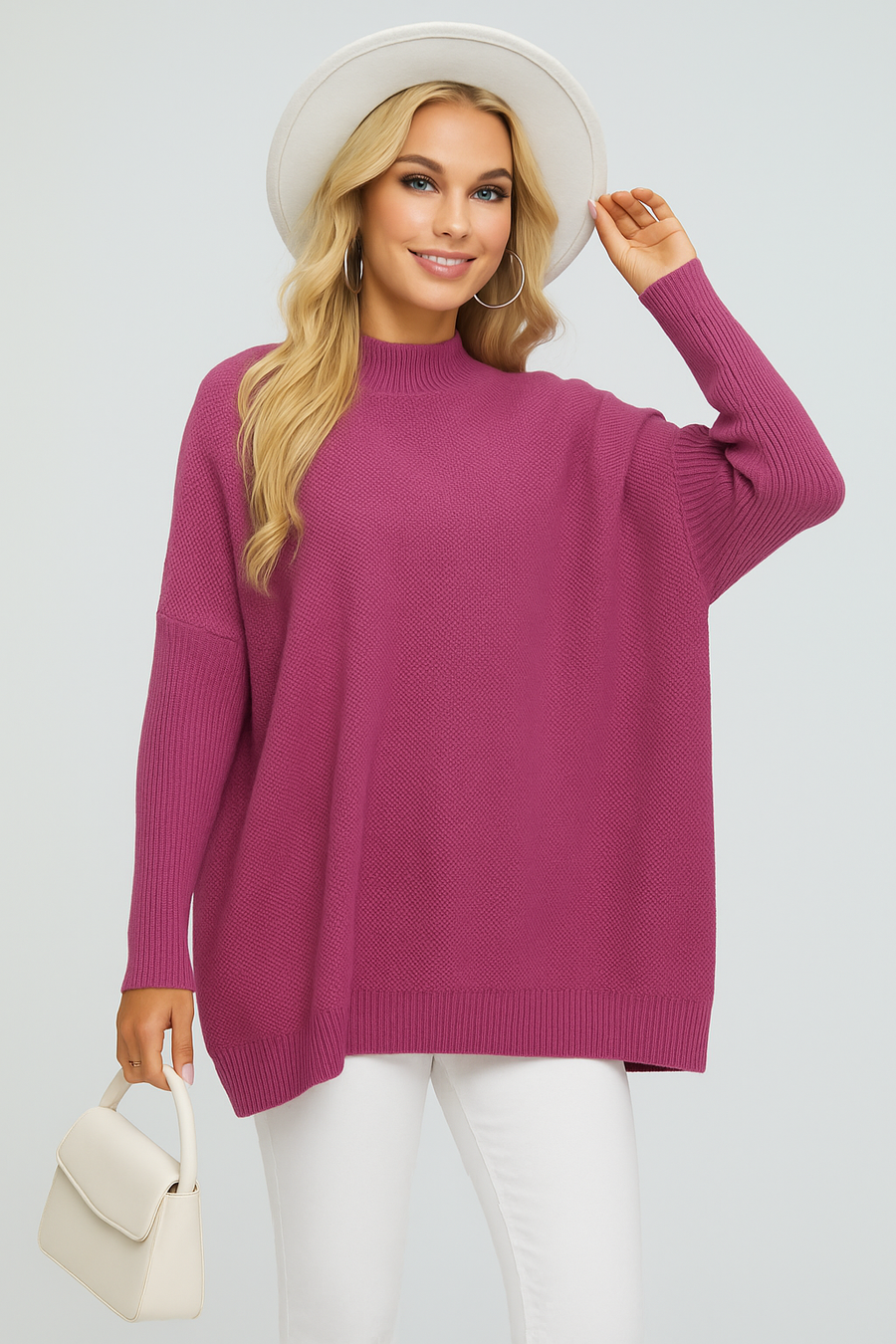 HIVE KNITTING DESIGN CHUNKY PLUS SIZE JUMPER WITH FITTED SLEEVES