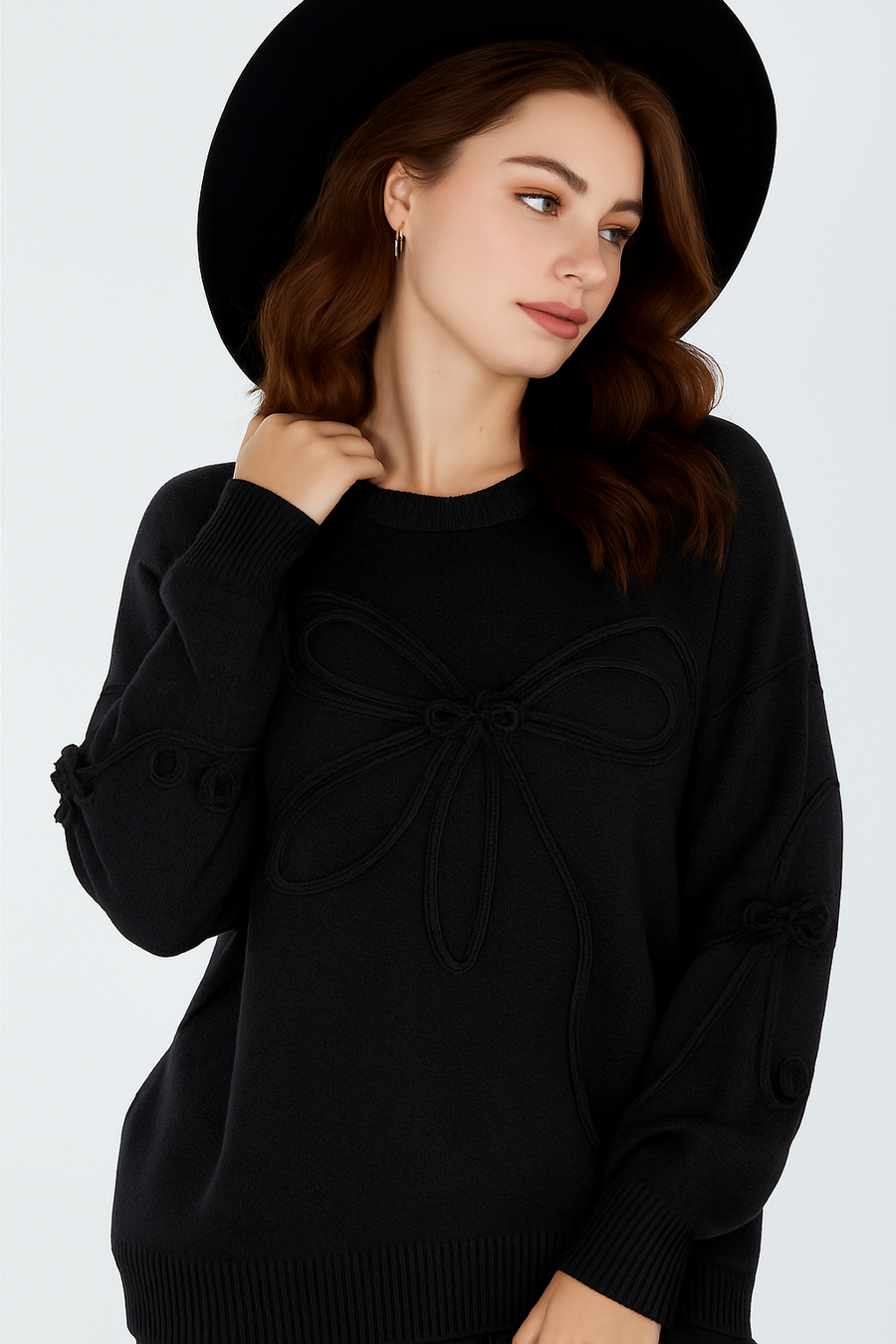 RIBBON DESIGN SOFT KNIT JUMPER