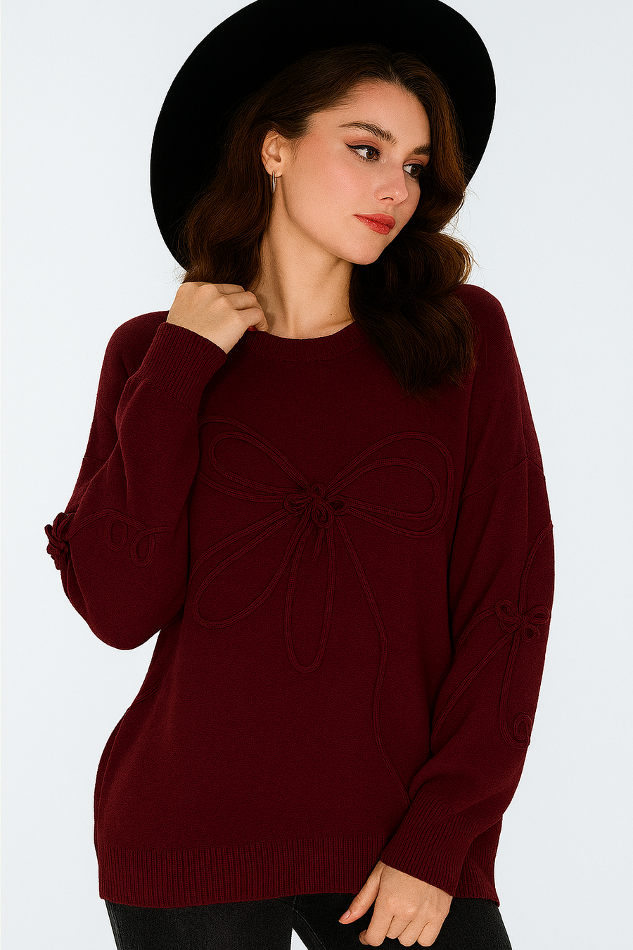 RIBBON DESIGN SOFT KNIT JUMPER