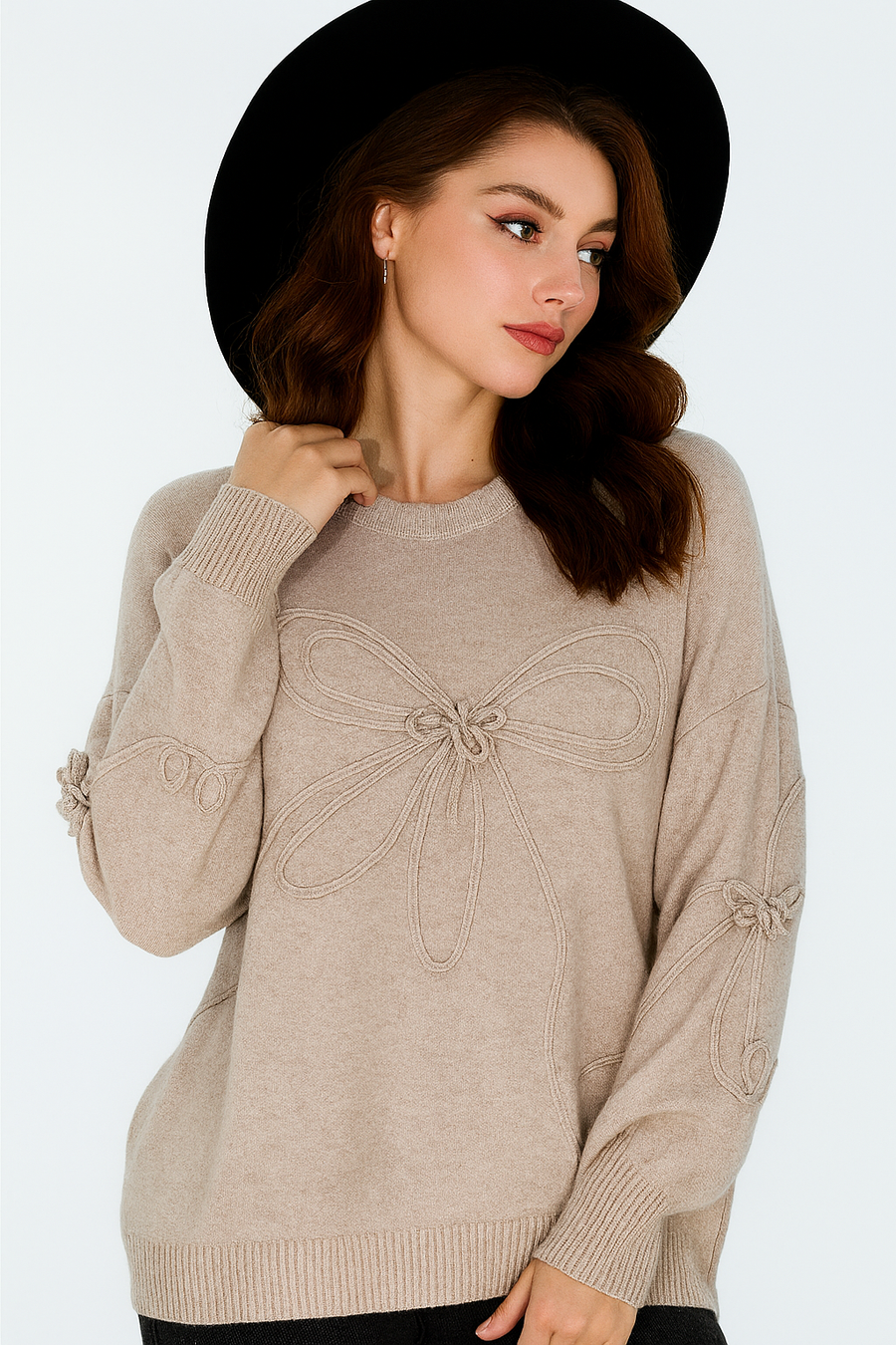 RIBBON DESIGN SOFT KNIT JUMPER