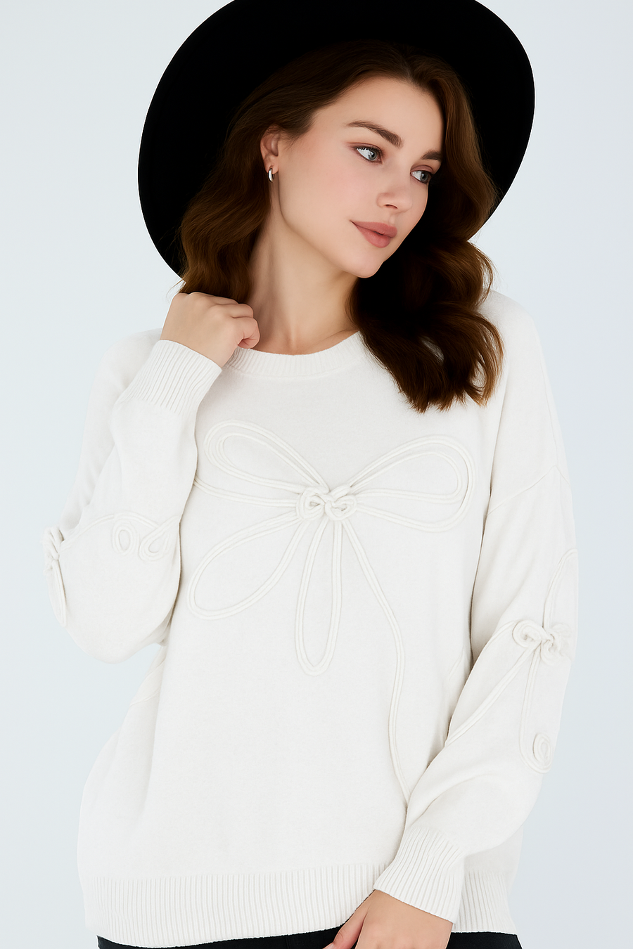 RIBBON DESIGN SOFT KNIT JUMPER