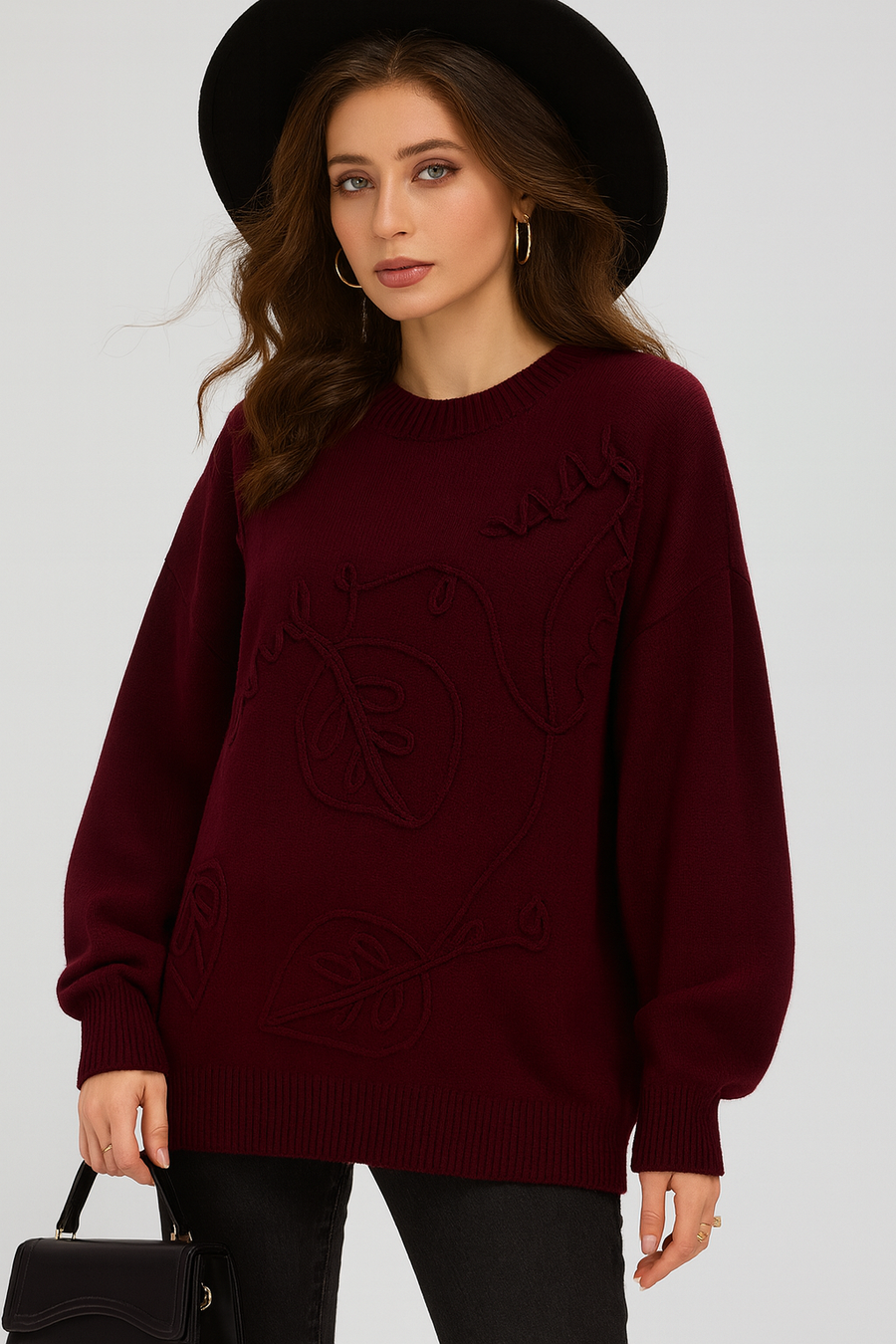 SOFT KNIT JUMPER WITH EMBELLISHMENT ON FRONT