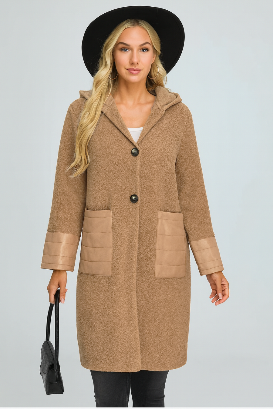 PREMIUM QUAITY FLUFFY COAT WITH QUILTED PANELS