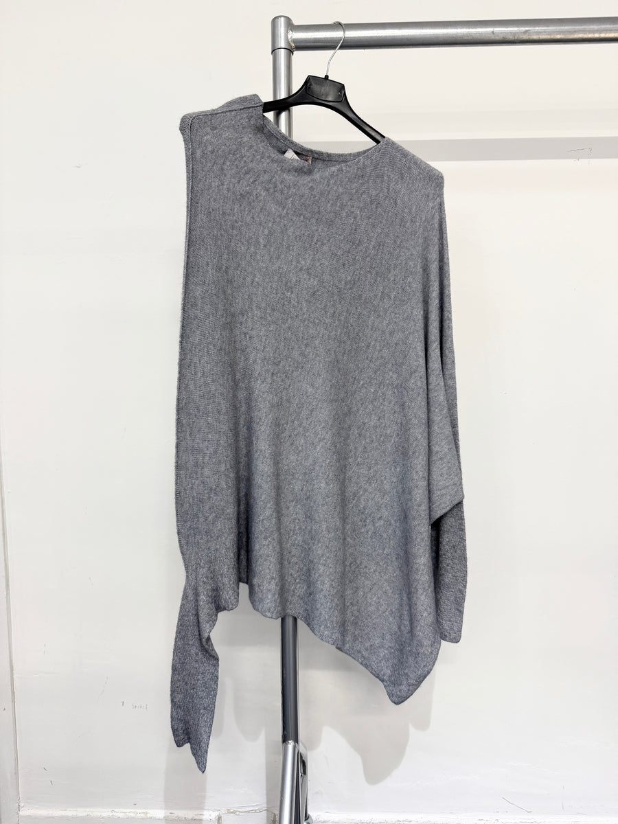 Seamless Asymmetric Cowl Neck Soft Knit Jumper With Fitted Sleeves. Made In Italy.