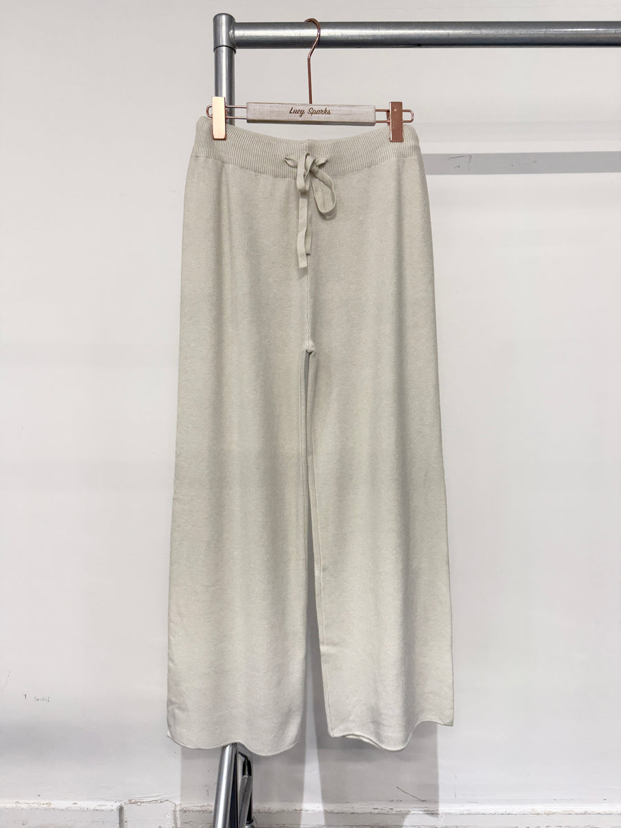 Premium Quality Knit Plain Wide Leg Trousers With Drawstrings And Elasticated Waist