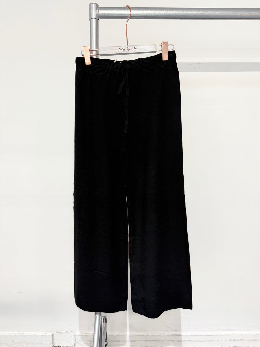 Premium Quality Knit Plain Wide Leg Trousers With Drawstrings And Elasticated Waist