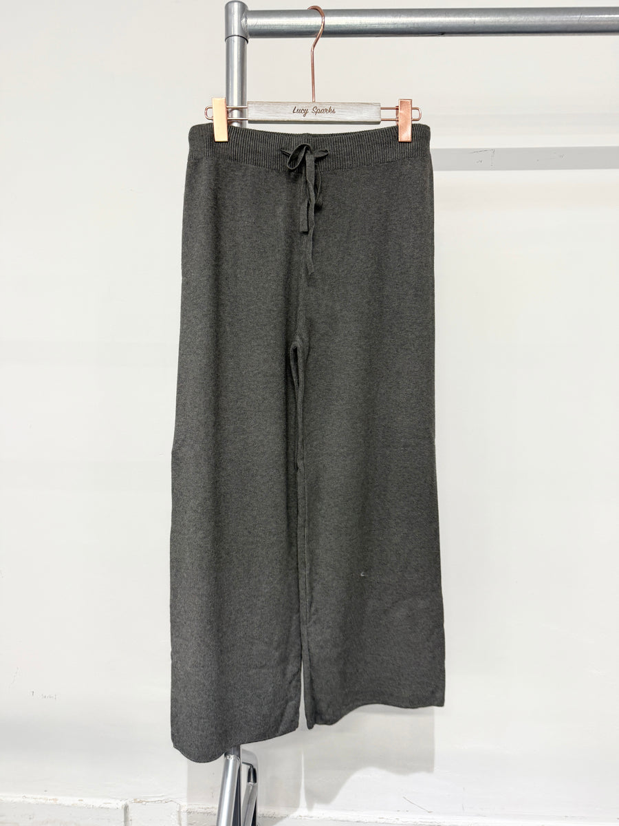 Premium Quality Knit Plain Wide Leg Trousers With Drawstrings And Elasticated Waist