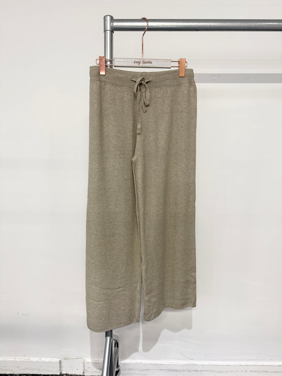 Premium Quality Knit Plain Wide Leg Trousers With Drawstrings And Elasticated Waist