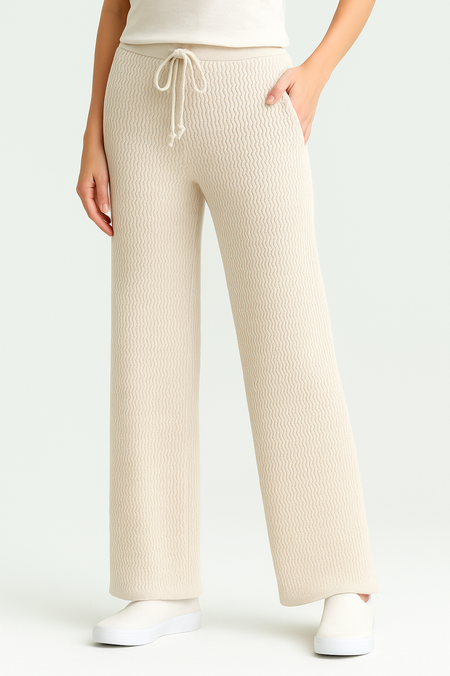 Premium Quality Wave Knitting Wide Leg Trousers