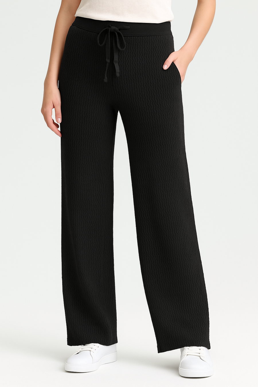 Premium Quality Wave Knitting Wide Leg Trousers