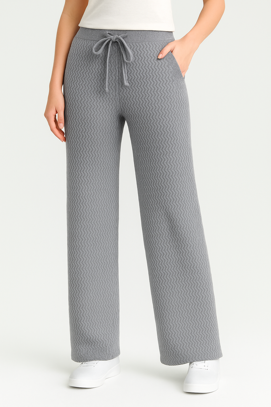 Premium Quality Wave Knitting Wide Leg Trousers