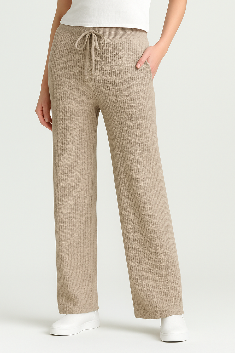 Premium Quality Wave Knitting Wide Leg Trousers