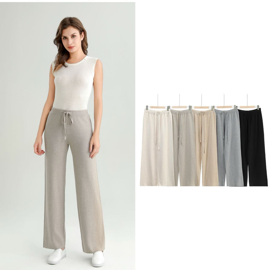 Premium Knit Quality Braided Sides Wide Leg Trousers