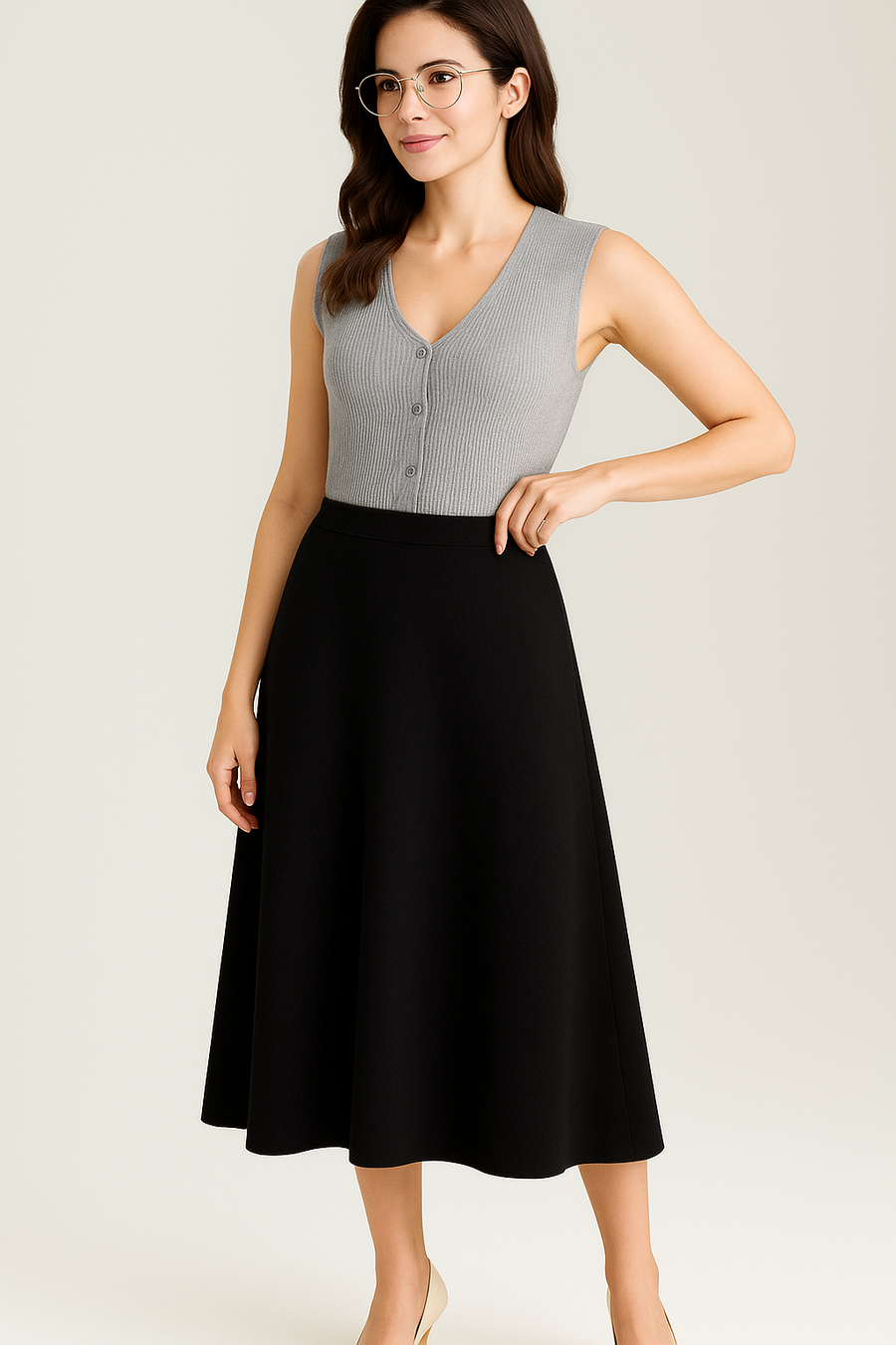 HEAVY KNIT FLARED KNIT SKIRT