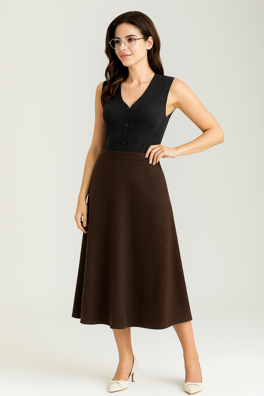 HEAVY KNIT FLARED KNIT SKIRT