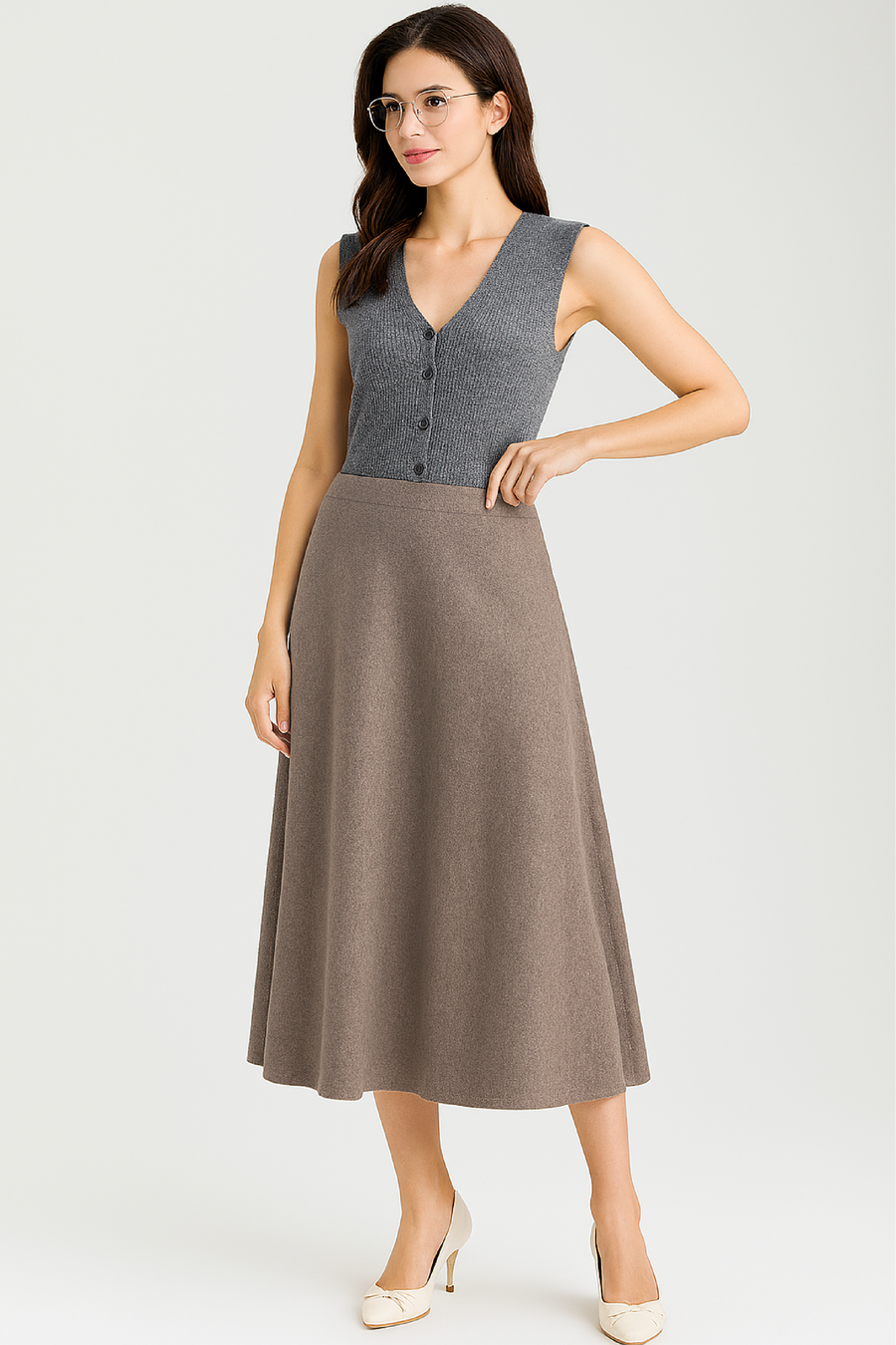 HEAVY KNIT FLARED KNIT SKIRT