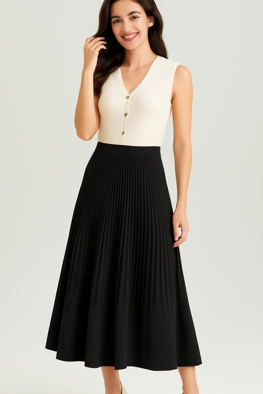 HEAVY KNIT FLARED KNIT SKIRT