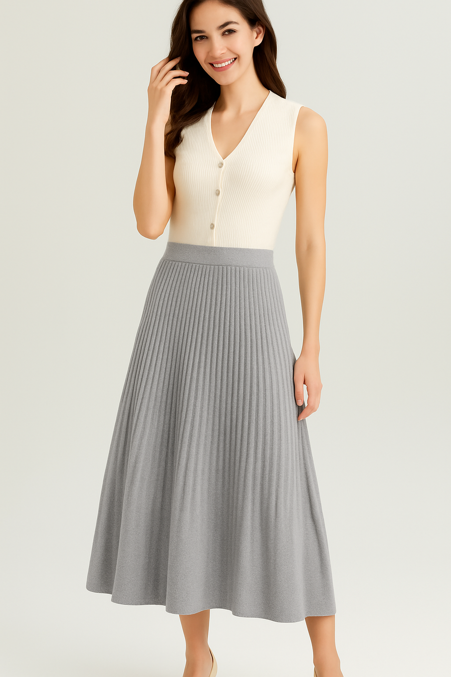 HEAVY KNIT FLARED KNIT SKIRT